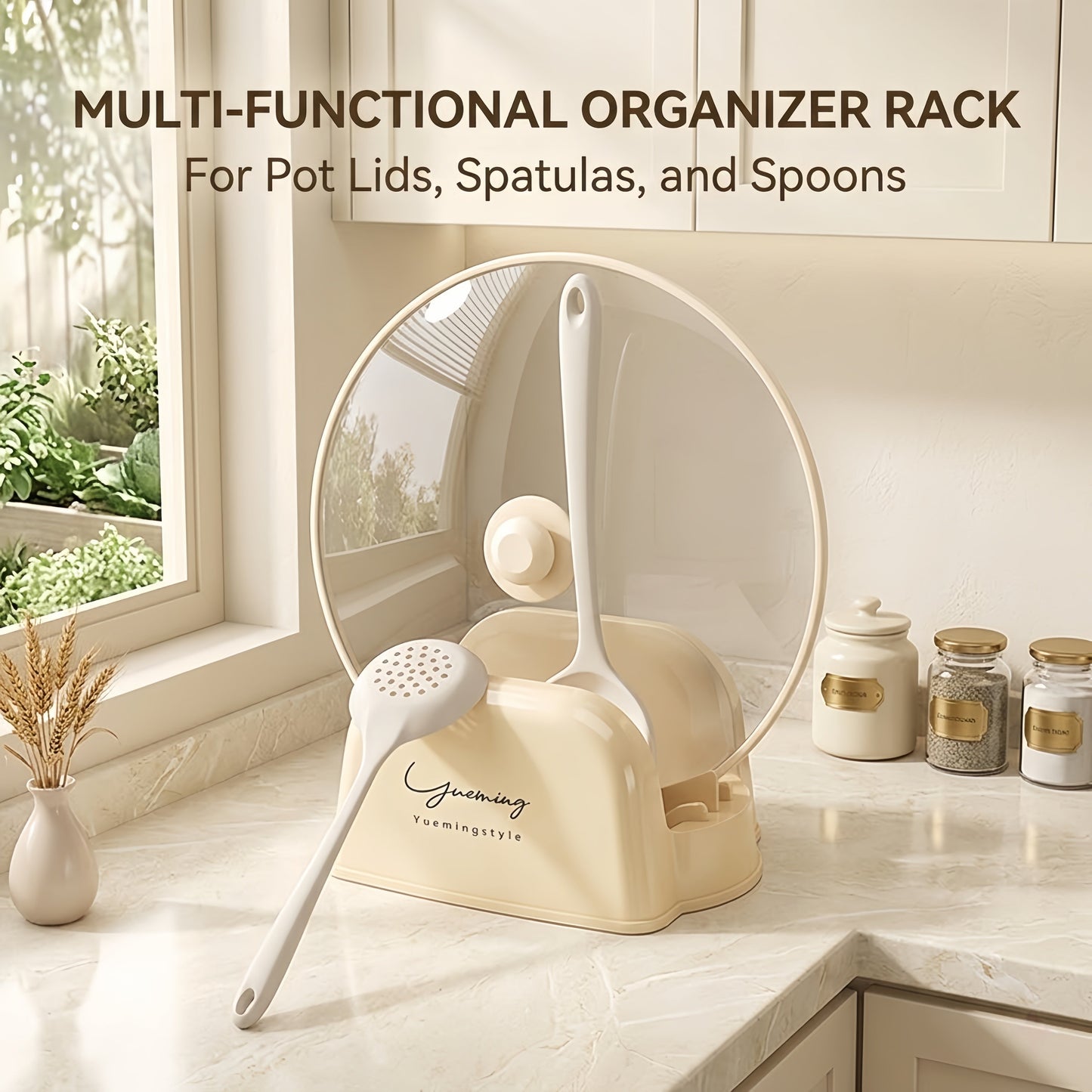 Cream Style Pot Lid & Spatula Rest