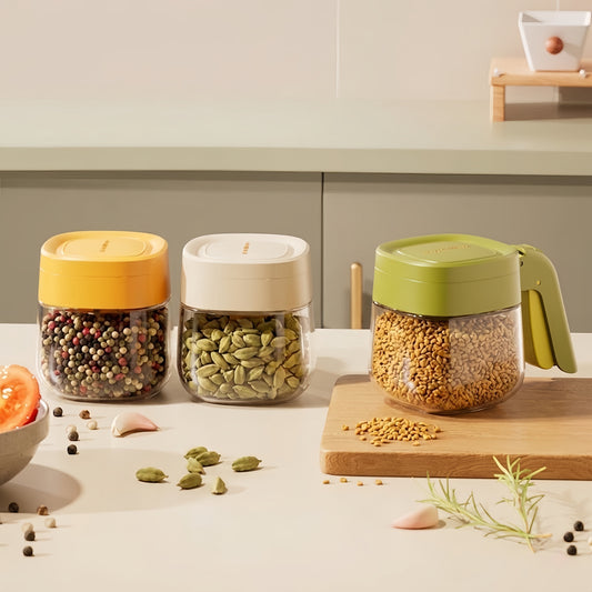 One-Hand Operation Glass Seasoning Jar