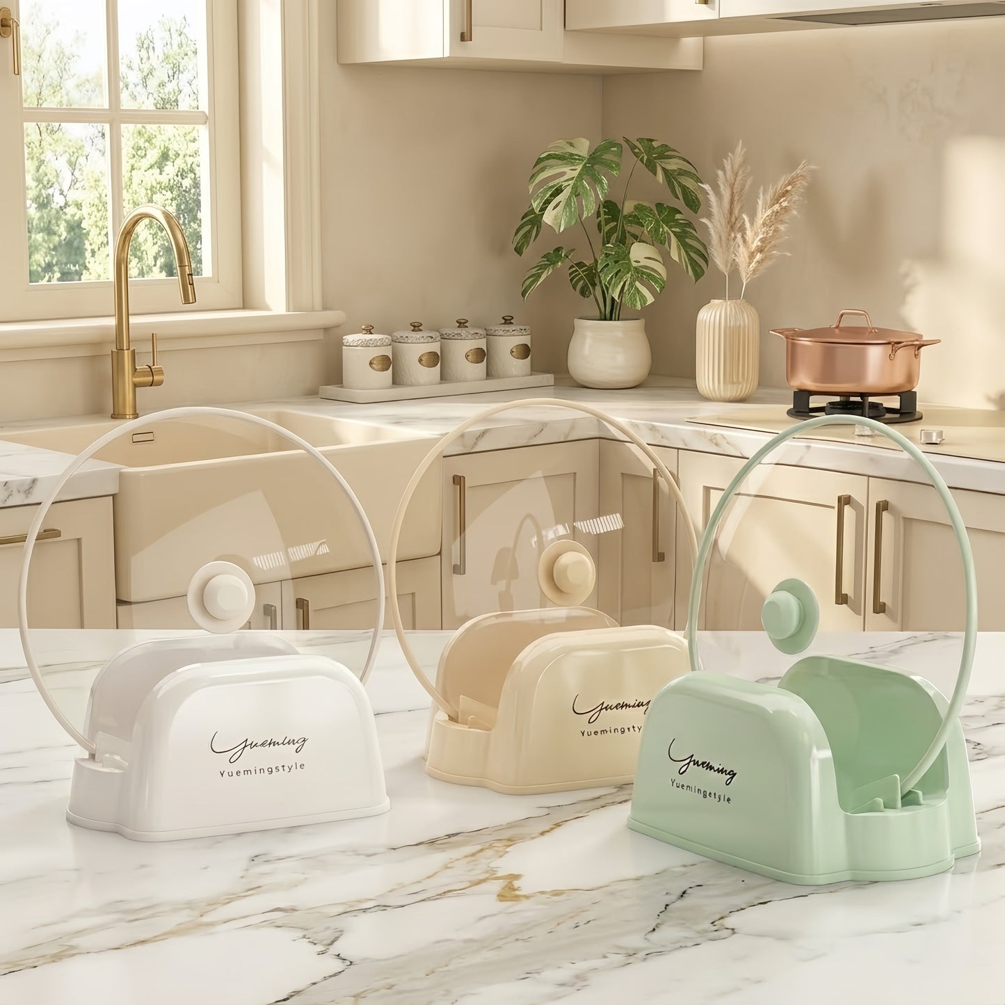 Cream Style Pot Lid & Spatula Rest