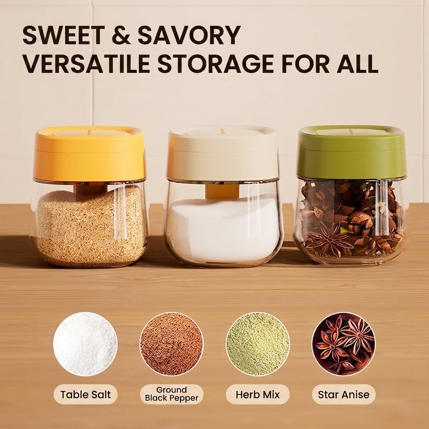 One-Hand Operation Glass Seasoning Jar