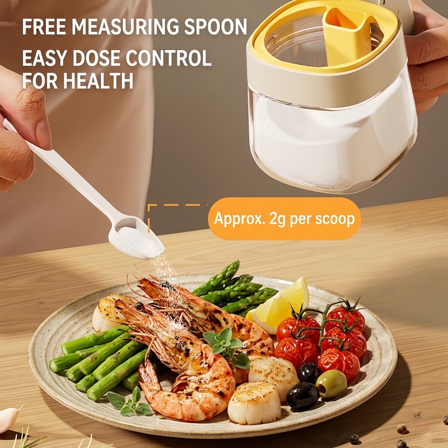 One-Hand Operation Glass Seasoning Jar